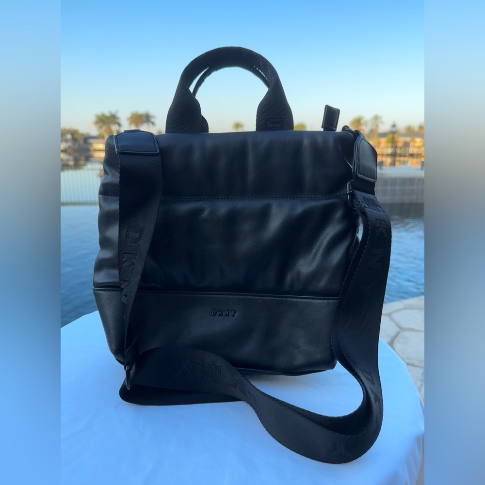 DKNY black quilted shoulder bag, like new!